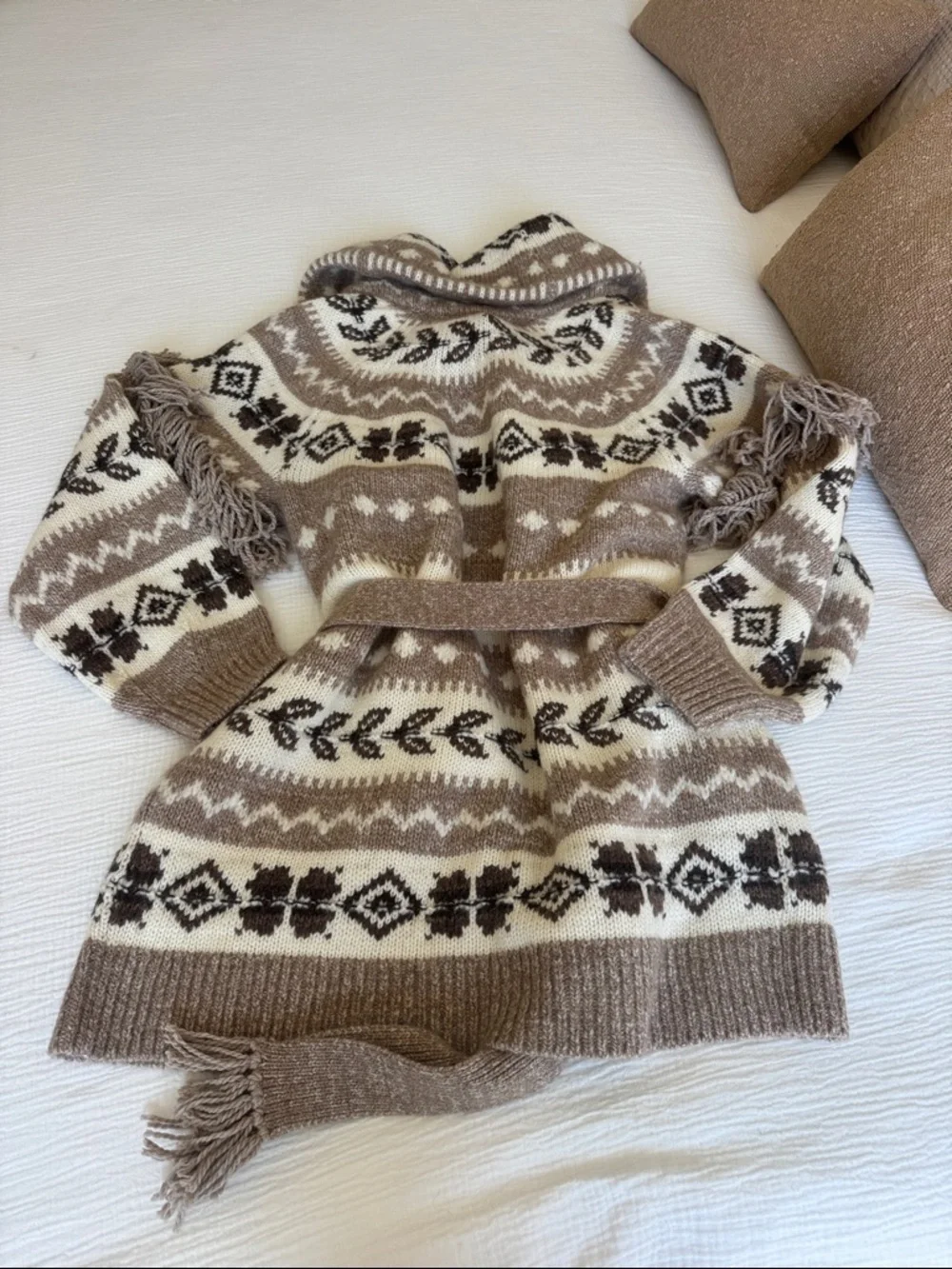 Polo Ralph Lauren Aztec Southwest Wool Cardigan Belted Fringe Sweater S NWT - Picture 7 of 7